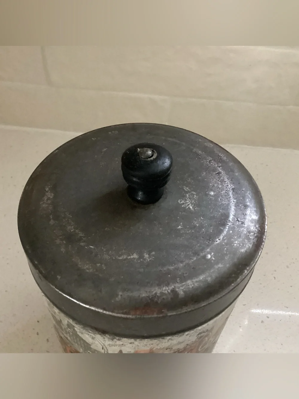 Antique COFFEE Lithographed Coffee Tin Canister. Made by Thos. Wood & Co.